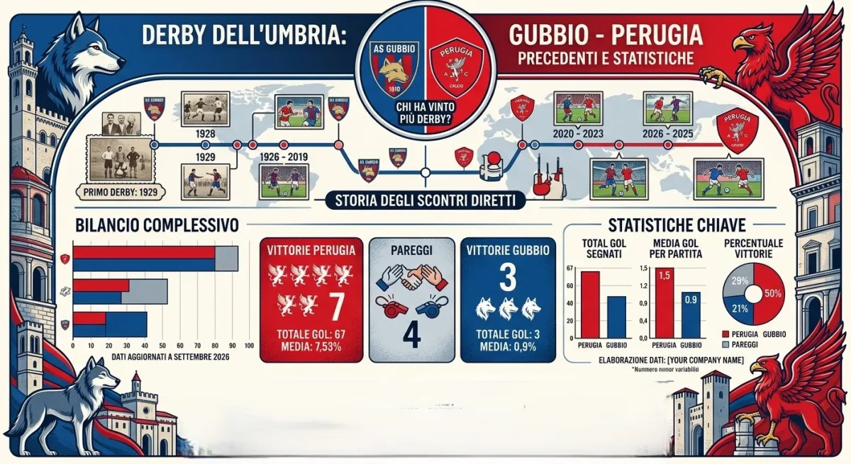 Gubbio-Perugia, precedenti e statistiche: chi ha vinto più derby?